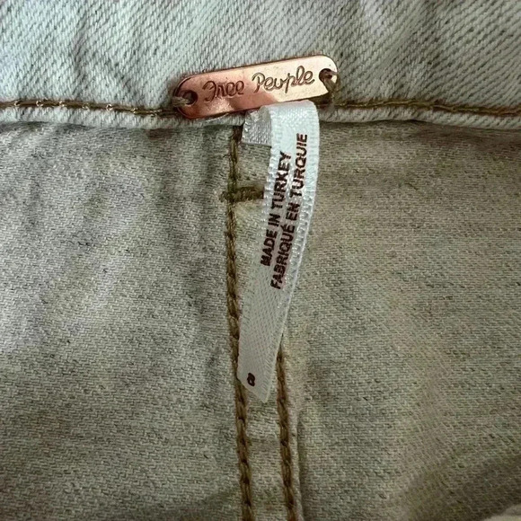 Free People Splendor In The Grass Tie Belt Skirt Oatmeal Pockets Zipper Size 8 - Picture 3 of 5